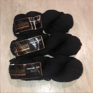 Bundle of 3 Black Cascade 220 Yarn